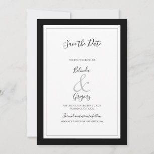 Elegant Monogram Black & White Wedding  Save The Date