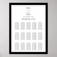 Elegant Monogram Black White Wedding Seating Chart