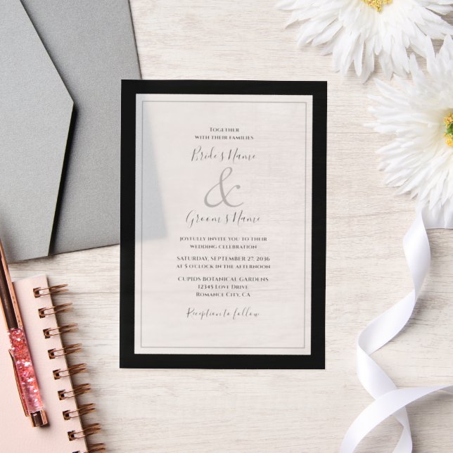 Elegant Monogram Black & White Wedding Vellum Invitations (Wedding)