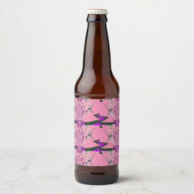 Elegant Monogram Bloom: Beautifully Personal Motif Beer Bottle Label (Front)
