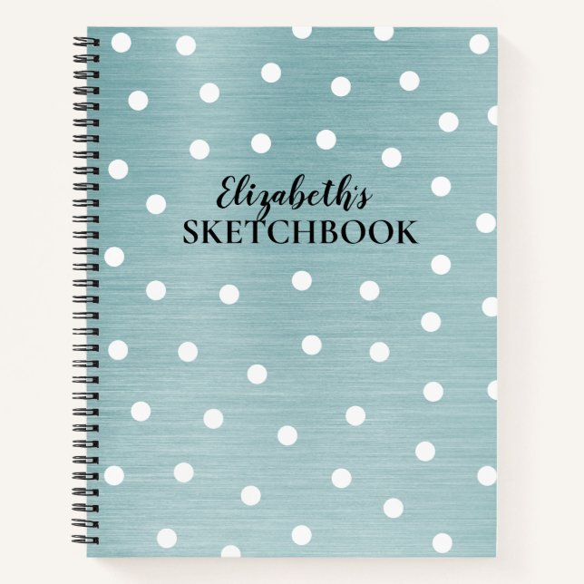 Elegant Monogram Blue Artist Sketchbook Notebook (Front)