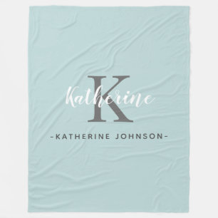 Elegant Monogram Blue Fleece Blanket