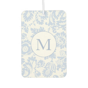 Elegant Monogram Blue Floral Botanical Car Air Freshener