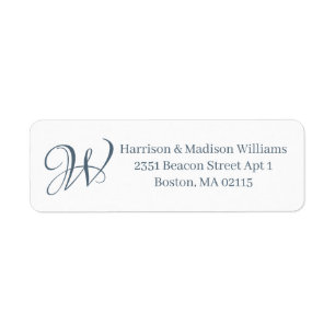 Elegant Monogram blue grey white custom Address