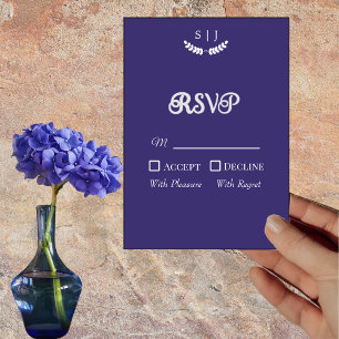 Elegant Monogram Blue Jewel Tone RSVP Card