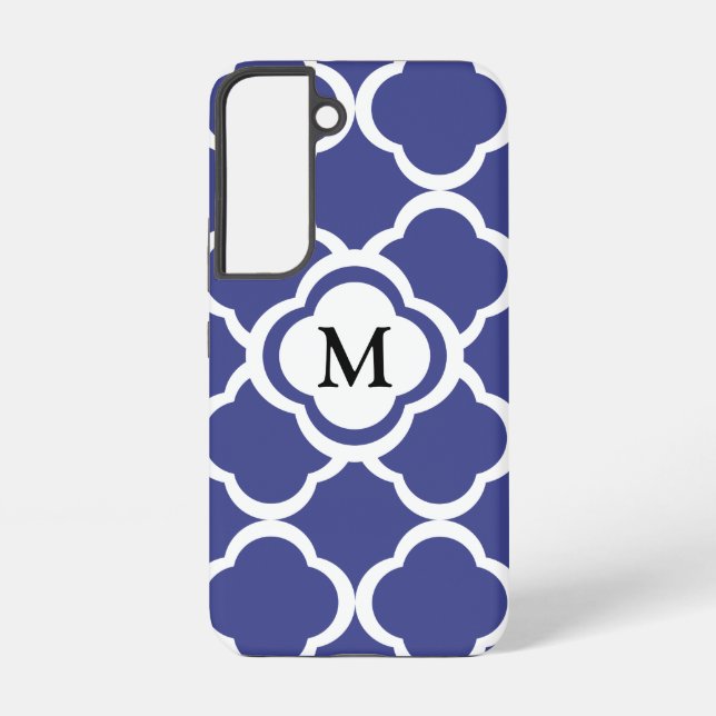 Elegant Monogram Blue Samsung Galaxy S22 Case (Back)