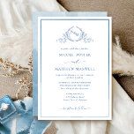Elegant Monogram Blue Watercolor Wedding Invitatio Invitation<br><div class="desc">Delight friends and family with this elegant wedding invitation showcasing exquisite fine hand drawn leafy botanical monogram with bride and groom's initials. Front invitation trimmed with thin blue hues watercolor frame, while invitation's back featuring beautiful watercolor wash in blue hues. Clean and simple design full of elegance and grace. Ability...</div>