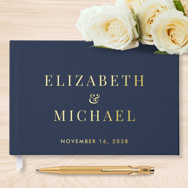 Elegant Monogram Blue Wedding Guest Book (Creator Uploaded)