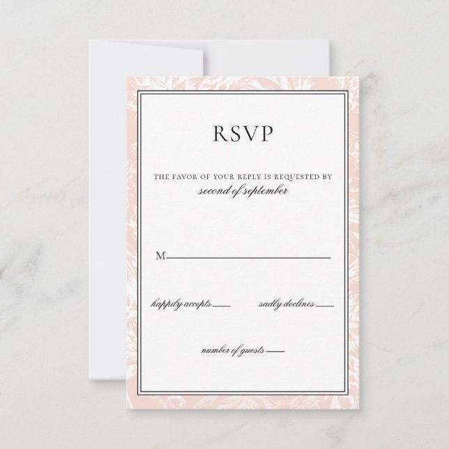 Elegant Monogram Blush Floral Wedding rsvp (Front)