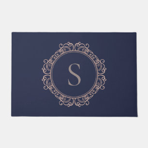 Elegant Monogram Blush Navy Doormat