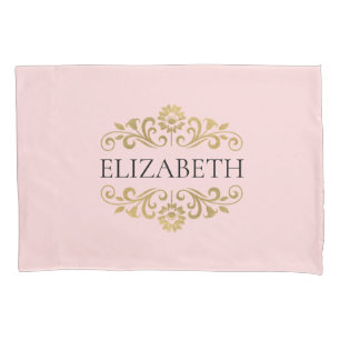 Elegant Monogram Blush Pink Bedroom Pillow Case