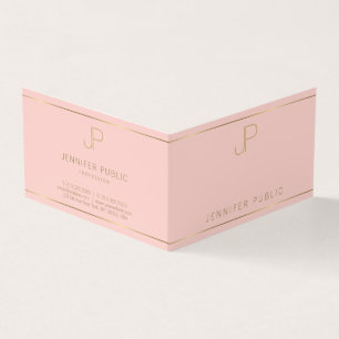 Elegant Monogram Blush Pink Gold Clean Template Business Card