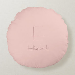 Elegant Monogram Blush Pink Name Letter Modern Round Cushion