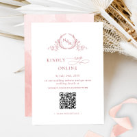 Elegant Monogram Blush Pink RSVP Online QR Code 