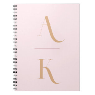 Elegant monogram blush pink travel notebook