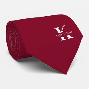 Elegant Monogram Bright Burgundy   White Tie