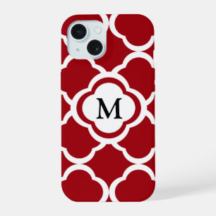 Elegant Monogram Burgundy Pattern iPhone 15 Case