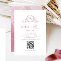 Elegant Monogram Burgundy RSVP Online QR Code 