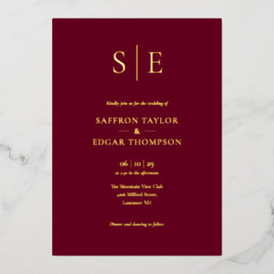 Elegant Monogram Burgundy Wedding Gold