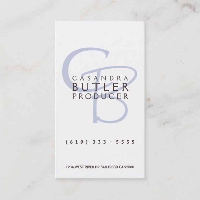 Elegant Monogram Business Card (Front)