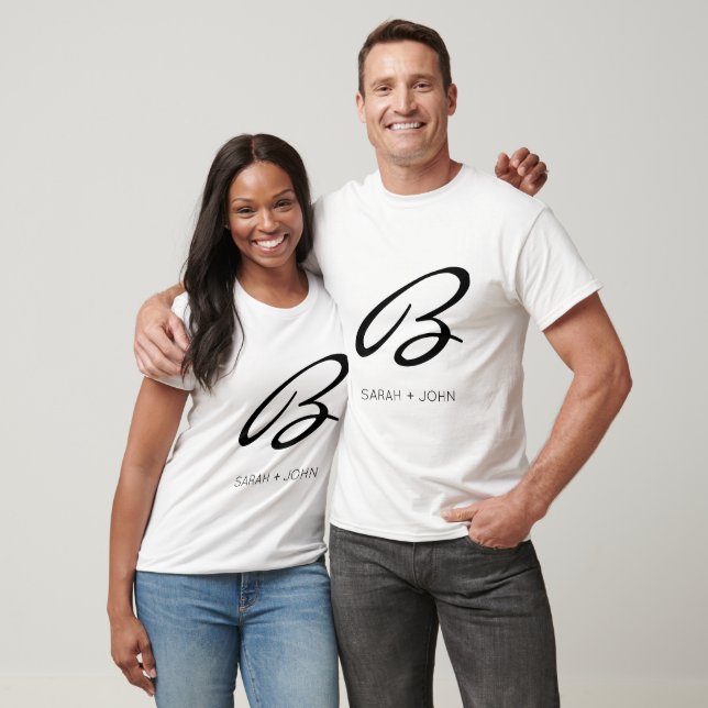 Elegant Monogram Calligraphy Name Custom  T-Shirt (Unisex)
