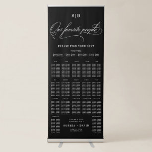 Elegant Monogram Calligraphy Wedding Seating Chart Retractable Banner