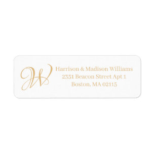 Elegant Monogram camel tan white custom Address