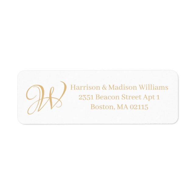 Elegant Monogram camel tan white custom Address (Front)