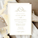 Elegant Monogram Champagne Watercolor Wedding Invitation<br><div class="desc">Delight friends and family with this elegant wedding invitation showcasing exquisite fine hand drawn leafy botanical monogram with bride and groom's initials. Front invitation trimmed with thin champagne cream hues watercolor frame, while invitation's back featuring beautiful watercolor wash in champagne, cream, ivory, buttercream and beige hues. Clean and simple design...</div>
