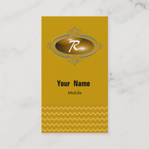 Elegant Monogram Chevron Gold Business Card