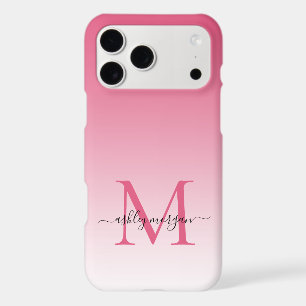 Elegant Monogram Chic Script Name Pink Ombre