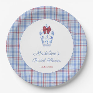 Elegant Monogram Christmas Bridal Shower Party Paper Plate