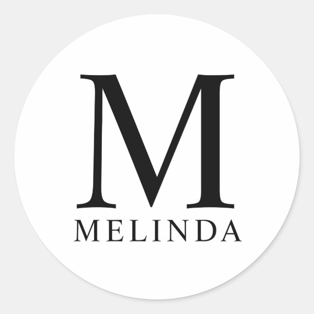 Elegant Monogram Classic Round Sticker (Front)