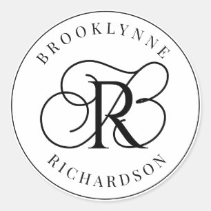 Elegant Monogram  Classic Round Sticker