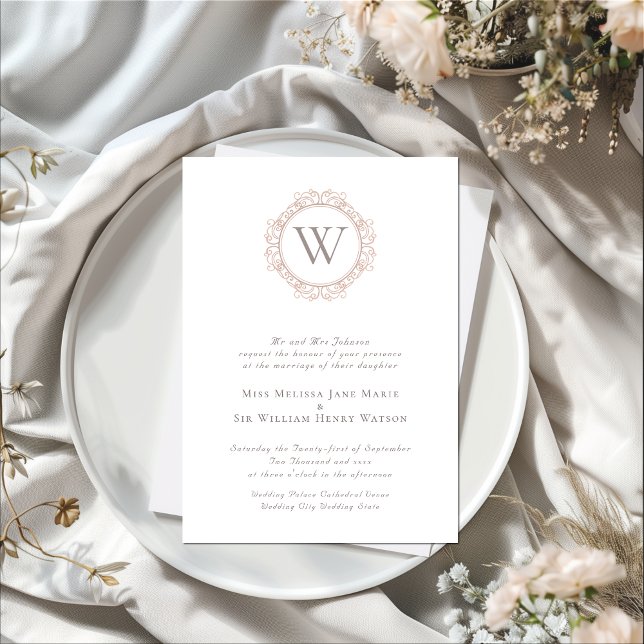 Elegant Monogram Classic Wedding Invitation (Elegant Monogram Wedding Invitation)