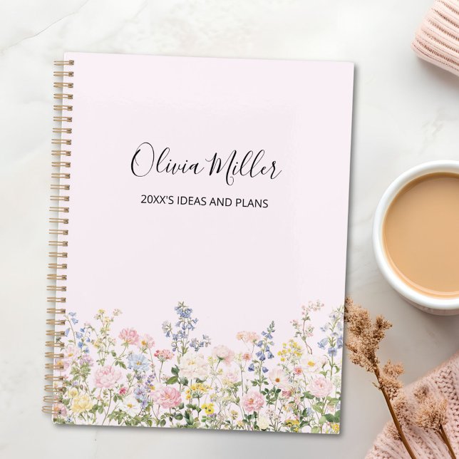 Elegant Monogram Colorful Flower Garden Floral Planner (In situ)