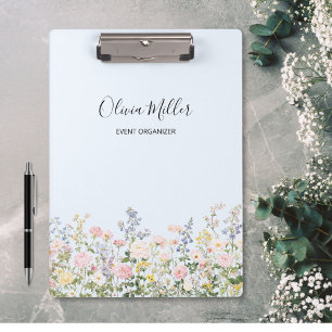 Elegant Monogram Colourful Flower Garden Floral Clipboard