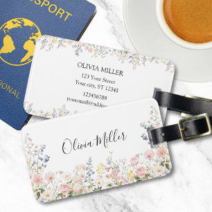 Elegant Monogram Colourful Flower Garden Floral Luggage Tag