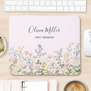 Elegant Monogram Colourful Flower Garden Floral Mouse Mat
