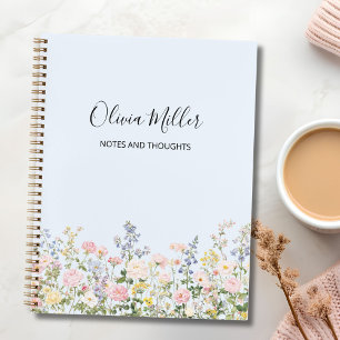 Elegant Monogram Colourful Flower Garden Floral Notebook