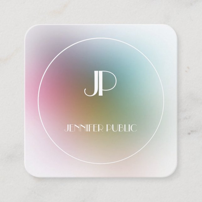 Elegant Monogram Colourful Template Luxury Modern Square Business Card (Front)