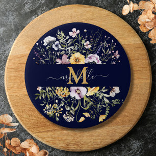 Elegant Monogram Colourful Wildflower Garden Flora 7.5 Cm Round Badge