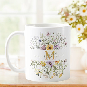 Elegant Monogram Colourful Wildflower Garden Flora Coffee Mug