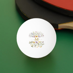 Elegant Monogram Colourful Wildflower Garden Flora Ping Pong Ball