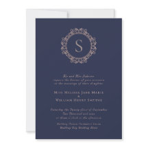 Elegant Monogram Copper Blush Navy Wedding