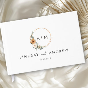 Elegant Monogram Copper Earthy Botanical Guest Book