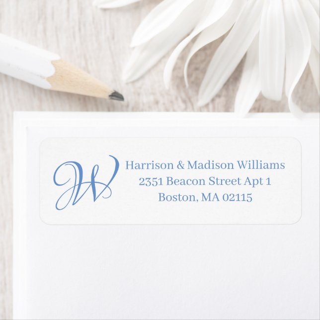 Elegant Monogram cornflower blue custom Address  (Insitu)