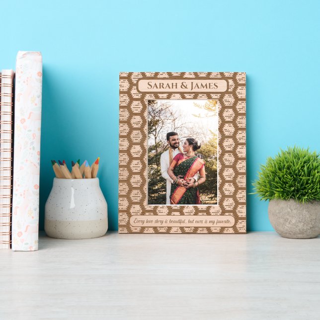 Elegant Monogram Couple Names Decorative Pattern  Etched Frames (Creator Uploaded)