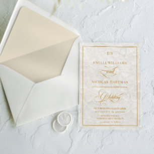 Elegant Monogram Cream Floral Wedding Acrylic Invitations