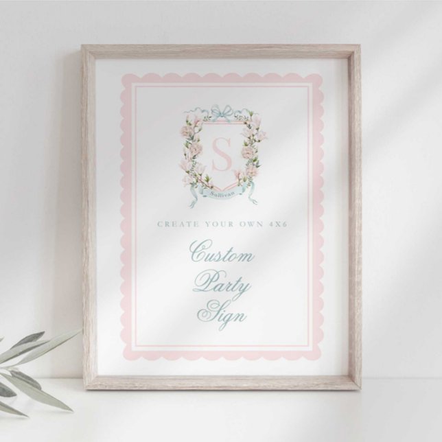Elegant Monogram Crest Baby Shower Custom 4x6 Poster (Creator Uploaded)
